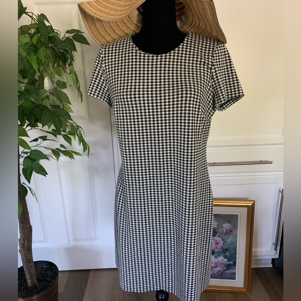 Classic Black and White Gingham Dress Calving Klein
